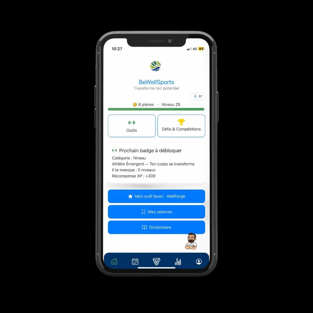 Interface BeWellSports : création de séance personnalisée