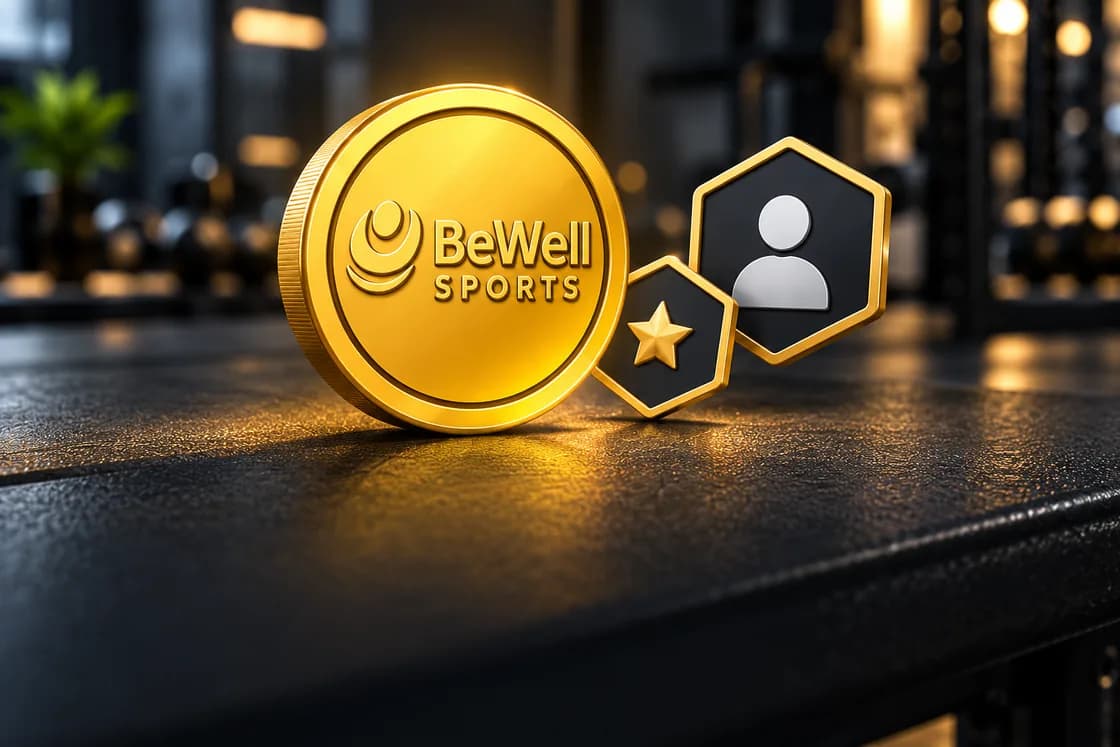 BeWellCoin doré et symboles de personnalisation de l’application