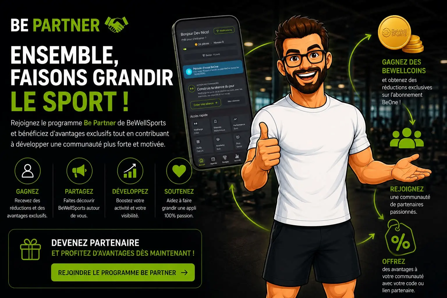 Coach Well présentant le programme BePartner aux créateurs et influenceurs