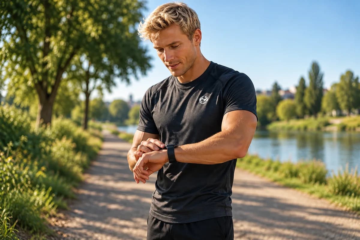Coureur consultant sa montre pour préparer son allure de course