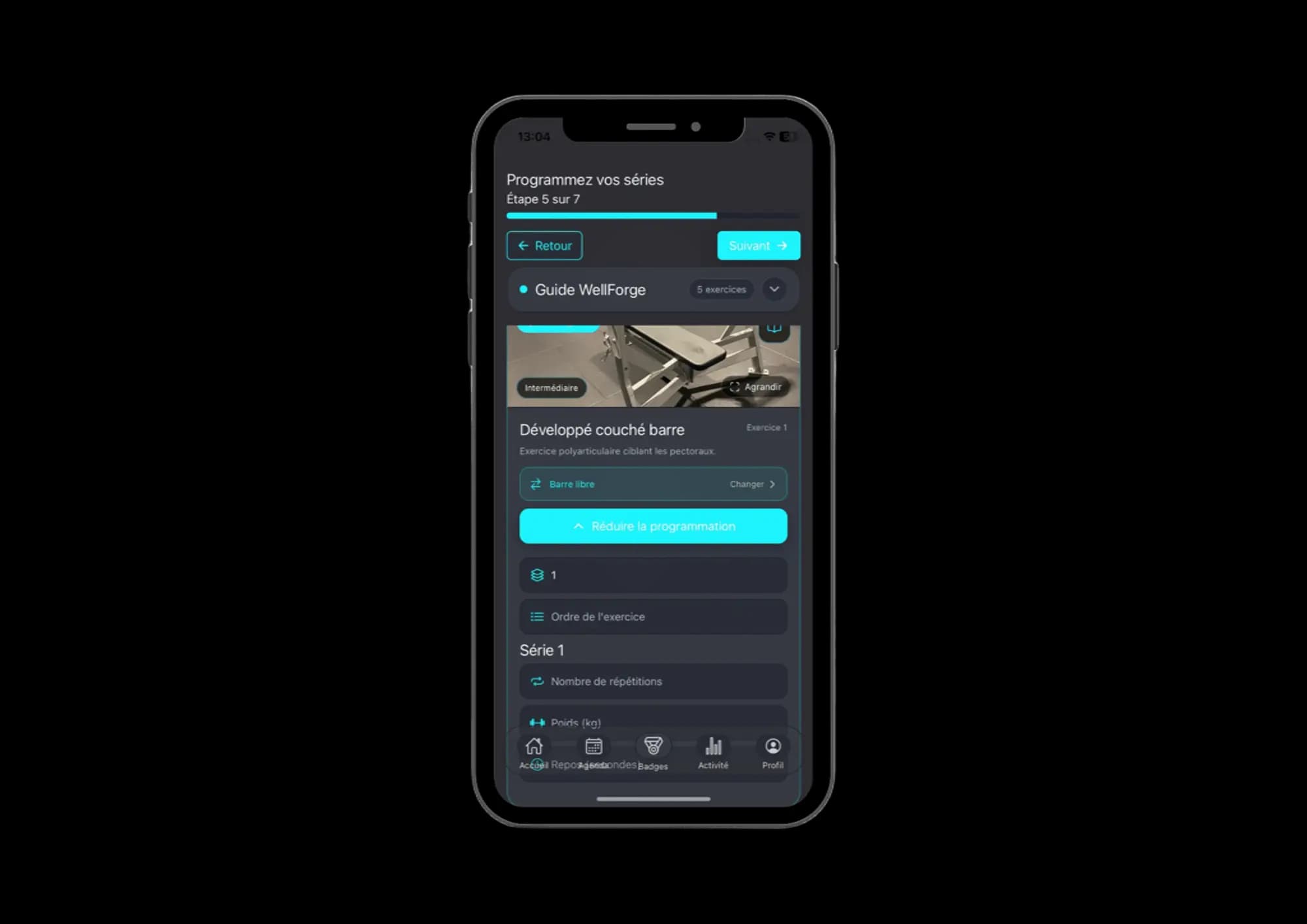 WellForge : programmation des séries de musculation
