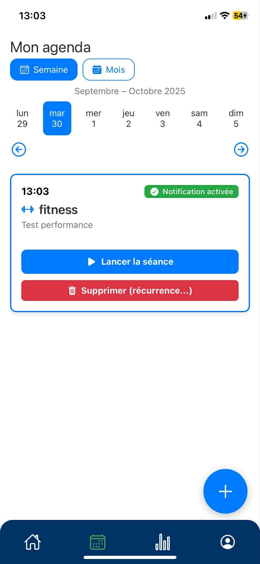 BeWellSports agenda des séances et organisation hebdomadaire