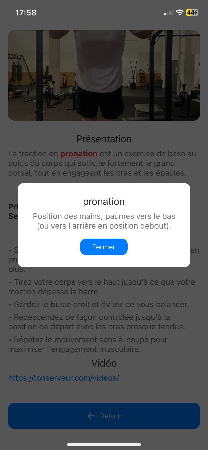 BeWellSports dictionnaire dynamique exercices favoris et variantes