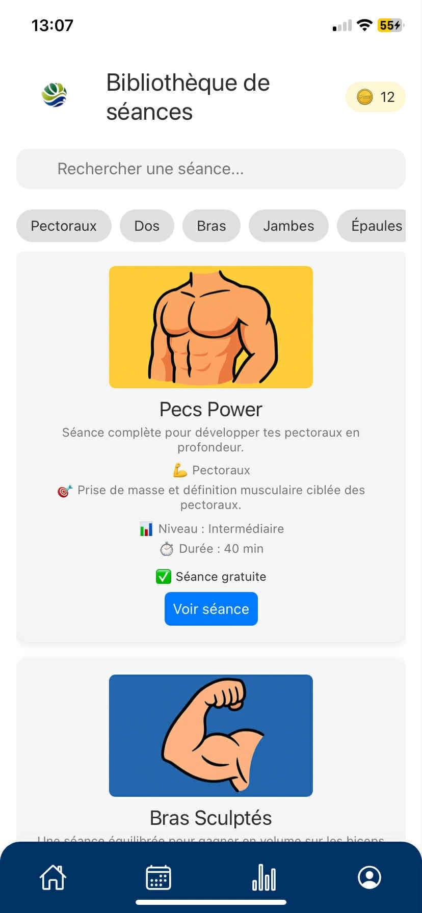BeWellSports bibliothèque de séances et templates réutilisables